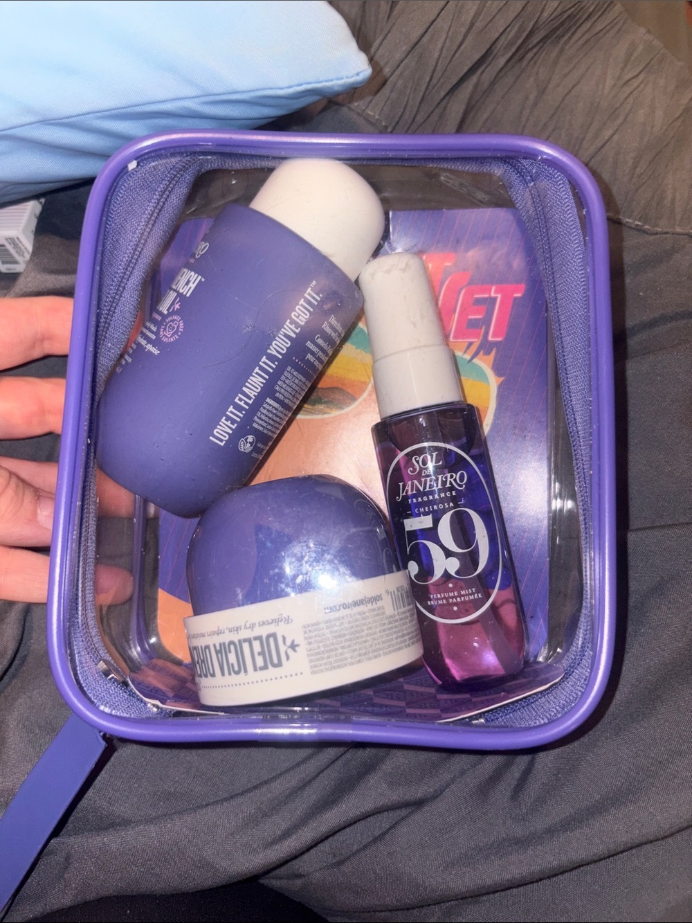 Sol de Janeiro Purple Clear Cosmetic Pouch with Toiletries - Picture 2 of 3